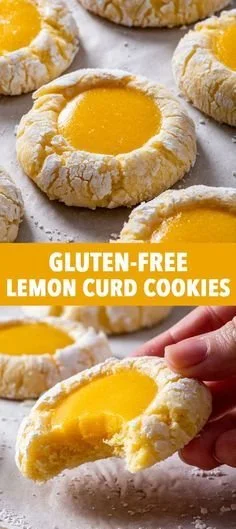 Gluten free lemon curd cookies with a vibrant lemon glaze.