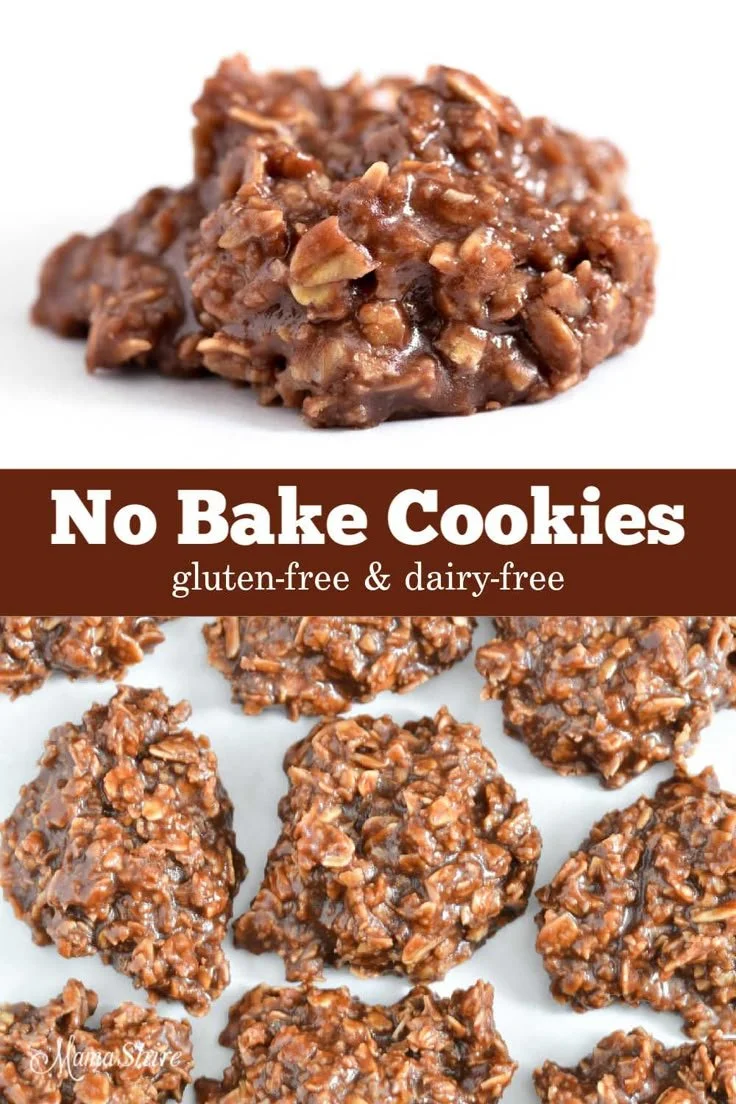 Gluten-free dairy-free no bake cookies on a plate