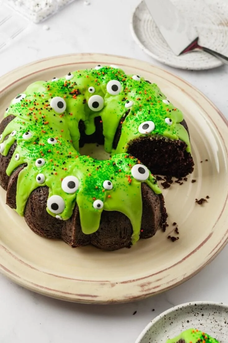 Halloween cake decorated with spooky designs and festive colors