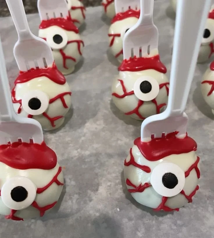 Halloween eyeball cakepops in decorative packaging on Etsy.