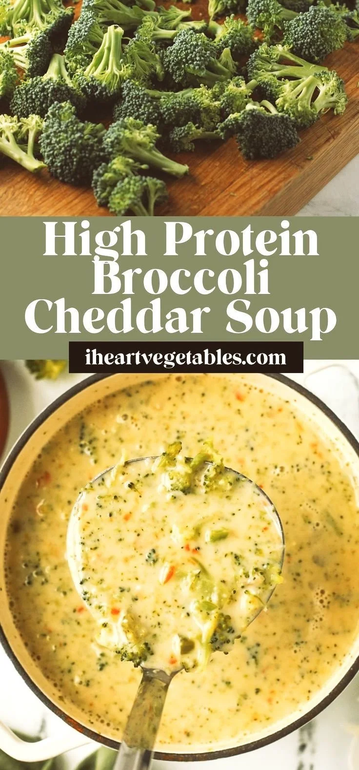 Bowl of healthy broccoli cheddar soup garnished with fresh herbs