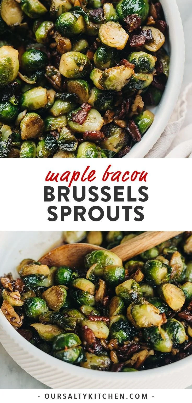 Maple Bourbon Brussels Sprouts recipe with bacon and maple syrup