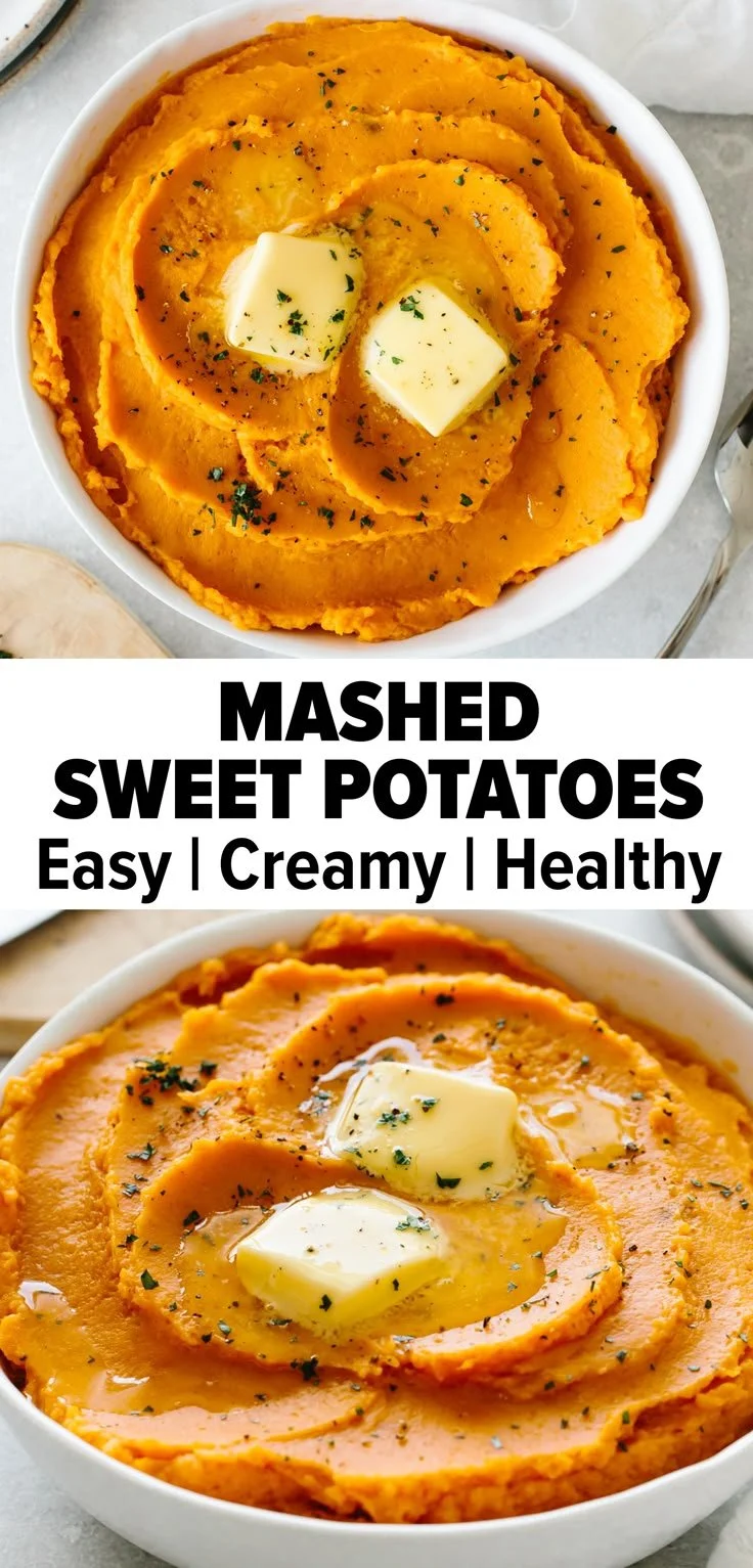 Creamy mashed sweet potatoes served as a delicious side dish