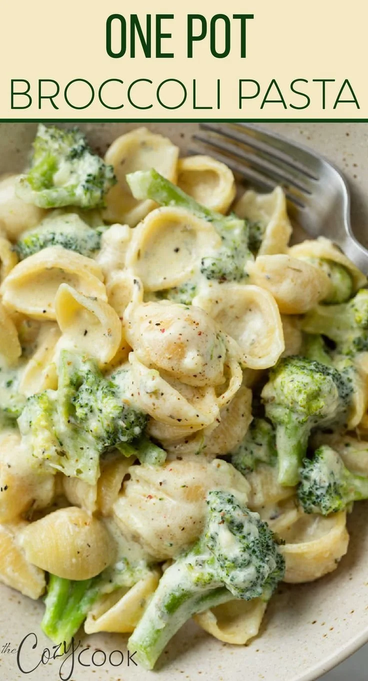 Delicious one pot broccoli pasta served with fresh herbs and cheese