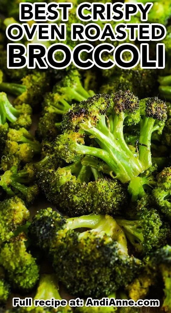 Bowl of perfectly roasted broccoli seasoned with herbs and spices