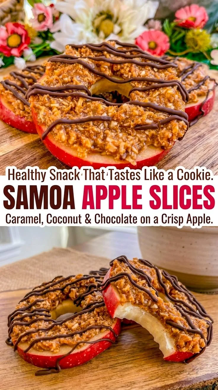 Healthy Samoa apple slices inspired by Girl Scout cookies