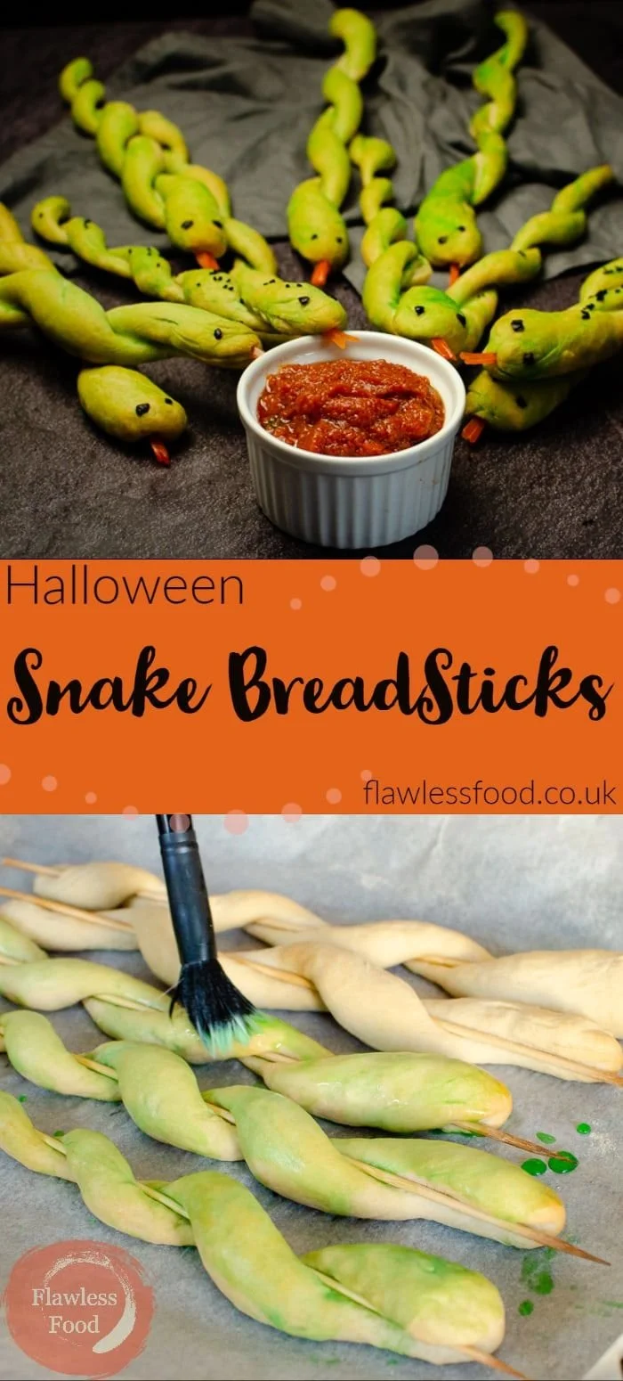 Halloween-themed Snake Breadsticks for a spooky party snack