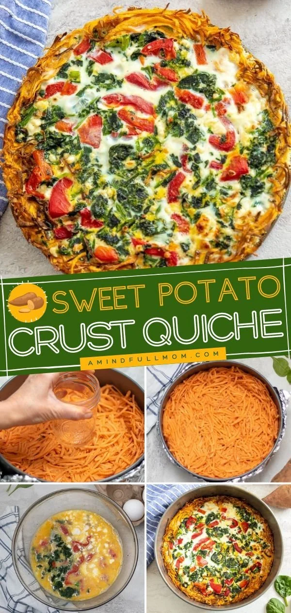 Sweet Potato Crust Quiche served with fresh herbs and vibrant vegetables.