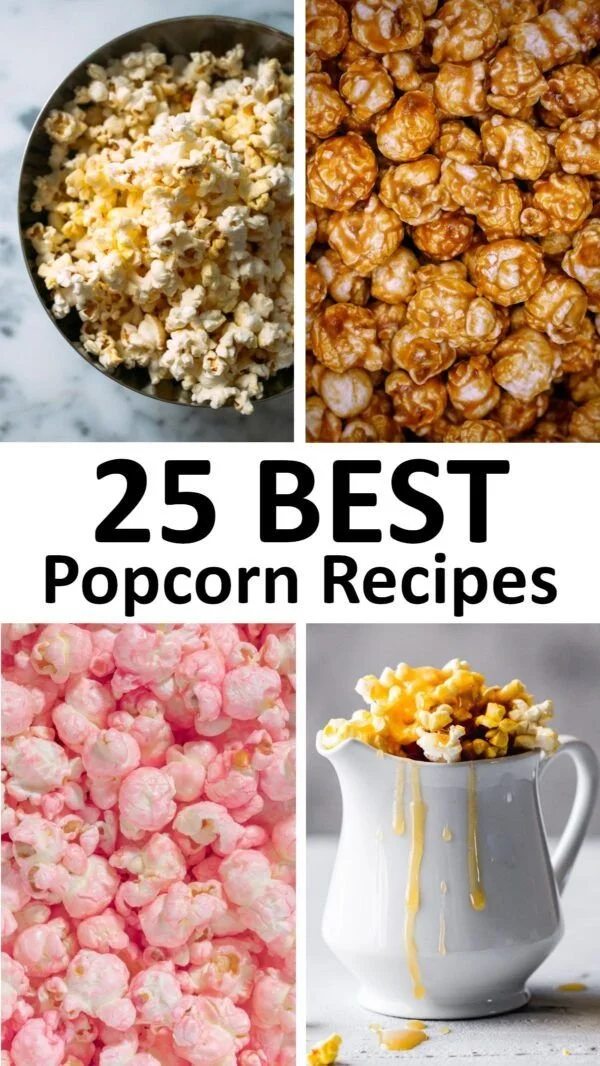 Delicious variety of popcorn recipes displayed creatively in bowls.