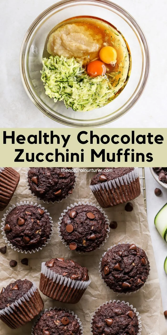 Healthy chocolate zucchini muffins with vegetables for a nutritious snack