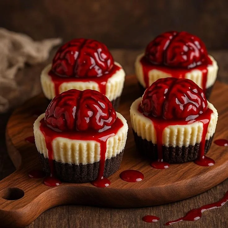 Zombie Brain Cheesecake Bites, a no-bake Halloween dessert